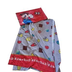 Super Mario Brothers Full Flat Sheet & reversible Oversized Pillow Case
